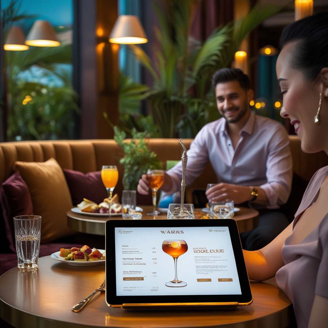 Guests interacting with digital menu